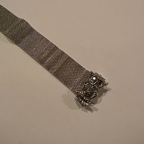⏳SALE c.1970s VINTAGE Sarah Cov Owl Mesh Bracelet - Picture 8 of 8